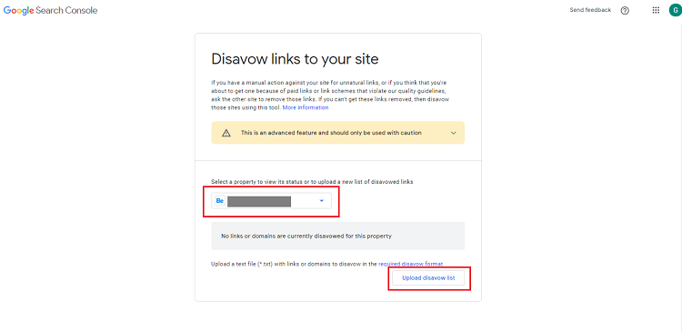 بارگزاری لینک های disavow