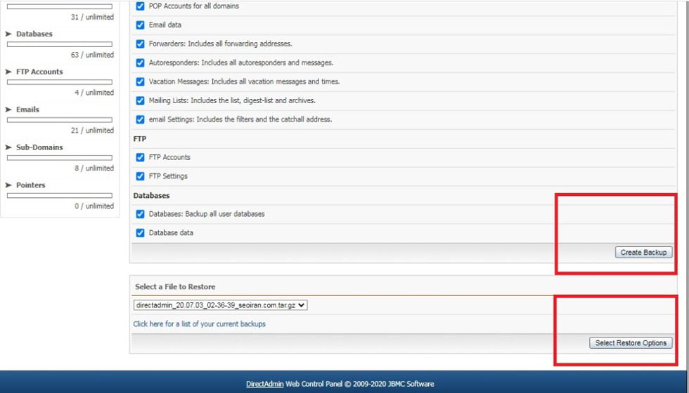 چطور از اطلعات سیت بک آپ بگیریم