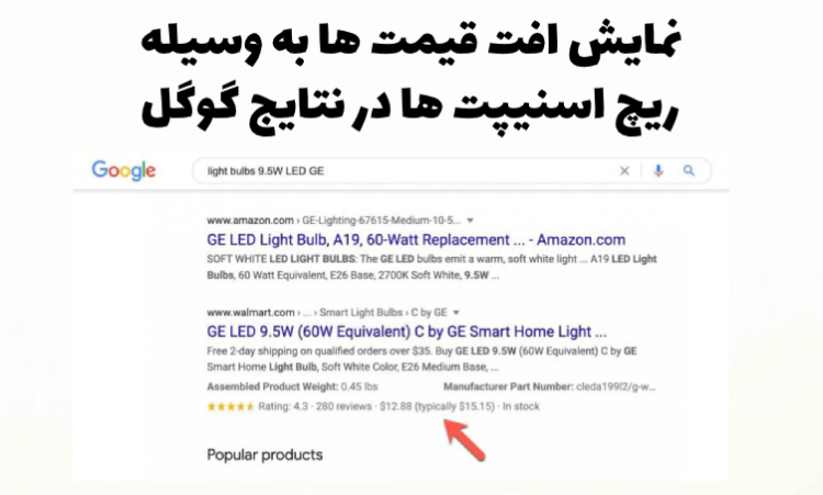 نمایش افت قیمت در نتایج گوگل