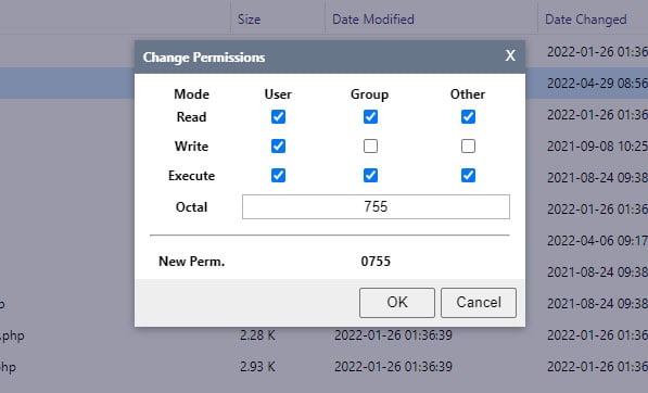 change permissions تصویر